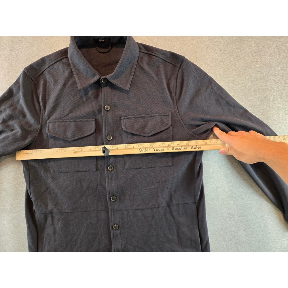 Quince Cotton Pique Knit Overshirt Mens Large Black Organic Blend Shacket L - Picture 9 of 10